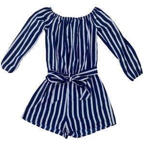 Woman’s Missmoly blue and white striped romper size XS